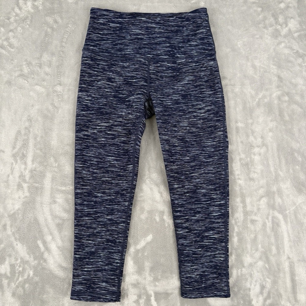 Zella Blue Cropped Leggings‎ High Rise Stretch Heathered Athletic Size S